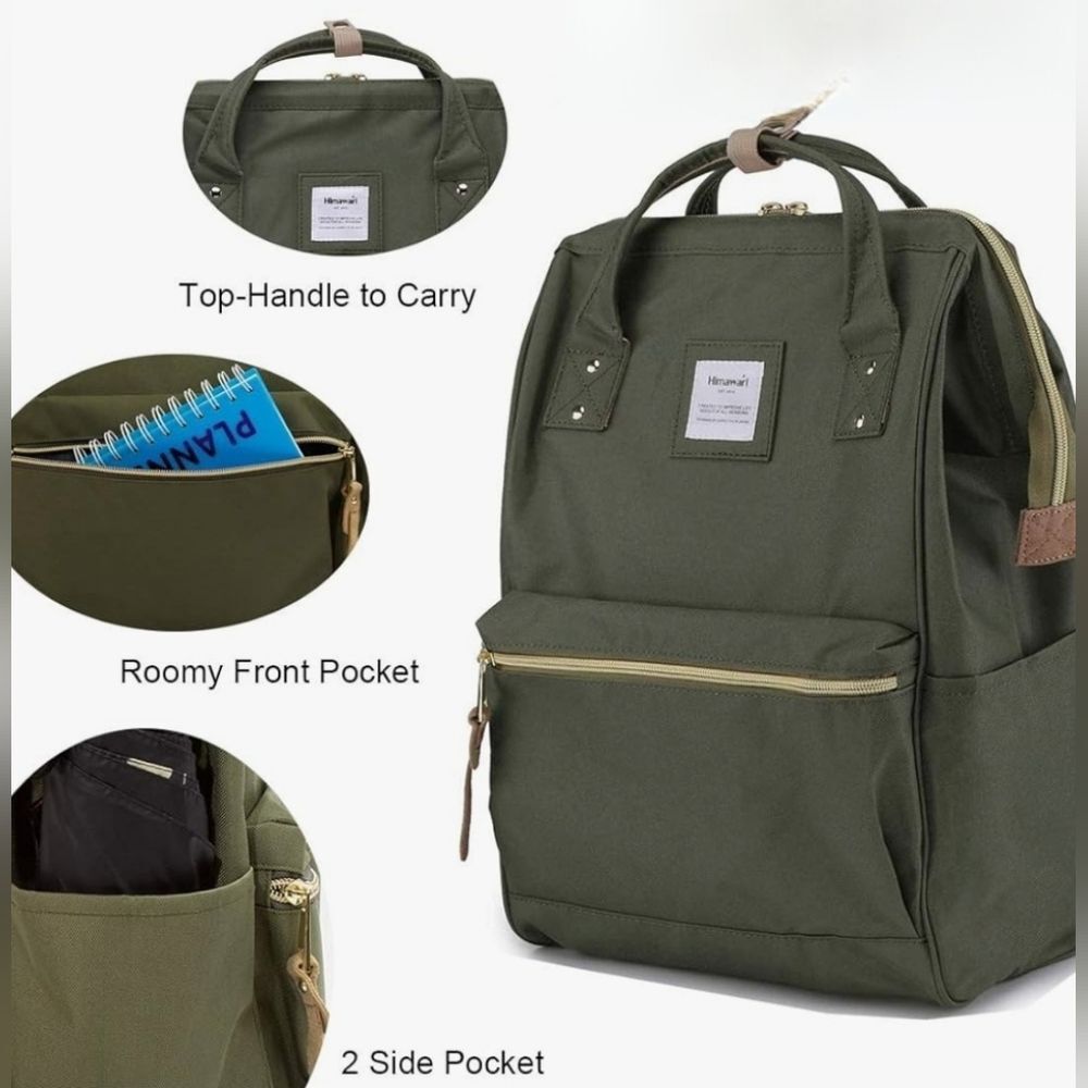 ☔️🔥NWT Olive Wide Opening Padded Laptop Sleeve Travel Backpack - Picture 4 of 15
